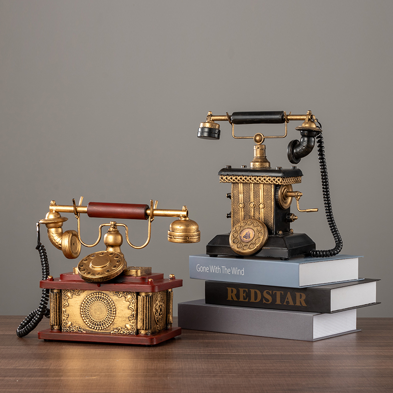 欧式复古摆件电话机创意家居客厅办公室小摆设桌面书柜酒柜装饰品