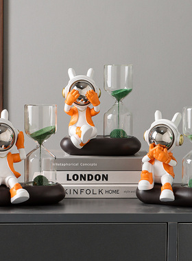 创意太空人沙漏摆件不听不说不看