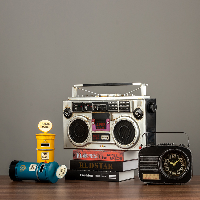 复古怀旧老式收音机电话机模型摆件客厅酒柜咖啡馆装创意饰品道具