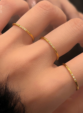 网红极细！不掉色戒指女轻奢高级感小众设计2024新款爆款素圈指环