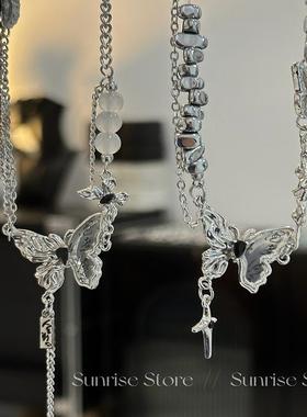 新中式～写意蝴蝶流苏项链女2024新款轻奢卫衣链小众轻奢高级配饰