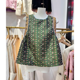 工厂直销 蜀锦秋款马甲 2025新款圆领无袖套头坎肩外出马夹上衣