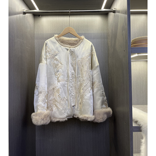 双面穿 汉服宽松大码 定位刺绣 国风改良版 皮草外套 新中式 真兔毛