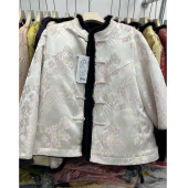 唐装 提花剪花人丝双面穿大衣新中式 国风立领手工扣气质浅色年轻款