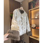 工厂直销批发重工刺绣兔毛皮草外套新中式 唐装 上衣双面穿皮毛一体