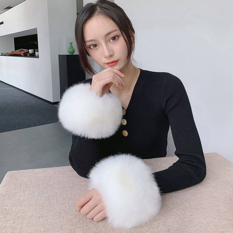 皮草仿狐狸毛毛袖口羽绒服加厚假手袖套手圈保暖护手腕通用女秋冬