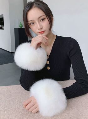 女仿皮草蓬松柔软袖套袖口