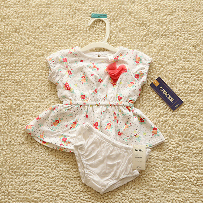 亏本清货巧乐奇cherokee纯棉女宝宝裙子内裤套装夏季衣服正品碎花