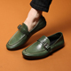绿色男鞋 高端水洗马皮乐福鞋 潮流软皮休闲皮鞋 豆豆鞋 一脚蹬时尚