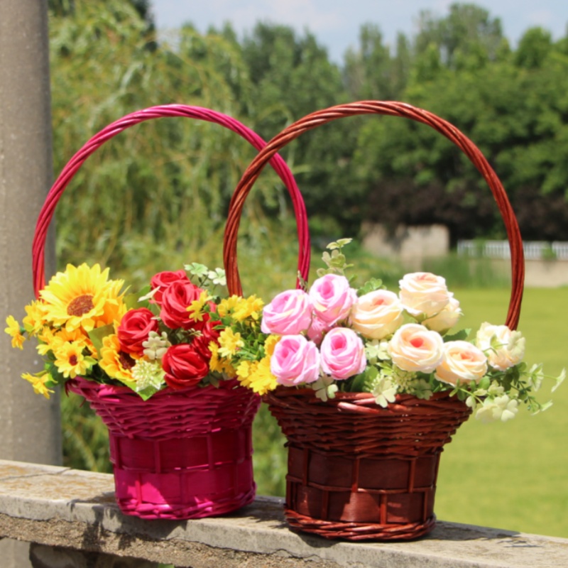 藤编舞蹈篮手提篮花篮插花篮套装篮表演篮舞台道具花篮成人儿童用