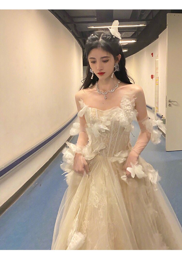 鞠婧祎同款晚礼服2026春夏新款优雅连衣裙气质长款端庄高贵生日图片