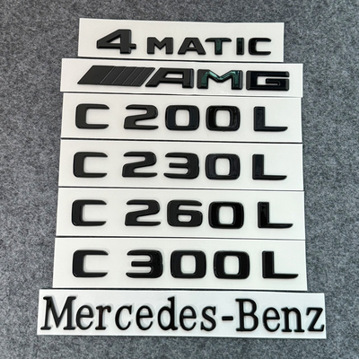适用奔驰C260L黑色车标C200L字标C300LC级C180后尾标4matic车标志