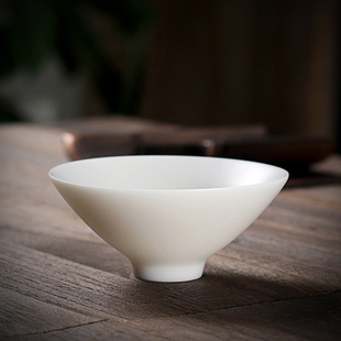65毫升白瓷茶杯斗笠茶盏杯子德化猪油白瓷茶具品茗泡茶主人杯茶碗