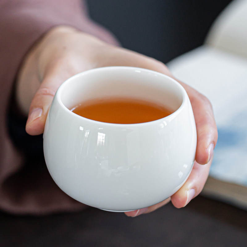 170毫升大号禅定杯德化白瓷羊脂玉单个男士茶杯主人品茗杯罗汉杯