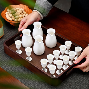 100ml高档白酒杯羊脂玉白瓷名酒分酒器套装 一口杯酒杯酒具酒盅