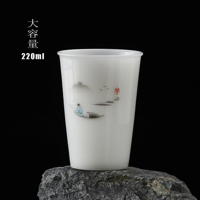 220ml加大号茶杯可乐杯办公室家用水杯绿茶杯冰种璞玉瓷高温白瓷