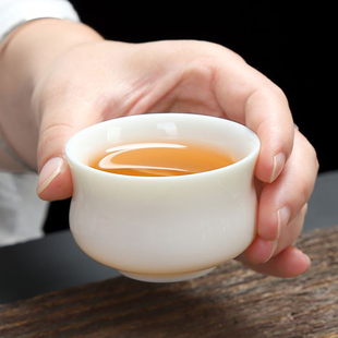 70ml大号茶杯羊脂玉瓷功夫套杯普洱红茶岩茶不烫手品茗杯单杯子