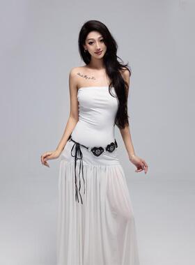 Kilonova欧美风性感抹胸拼接连衣裙女新款气质修身显瘦包臀长裙子