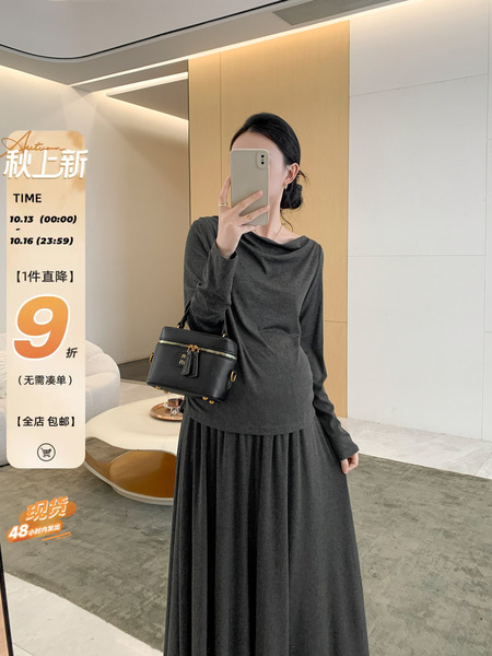 ZMA纯欲天花板！孕妇装秋套装2026新款时尚上衣秋冬孕妇半身裙子
