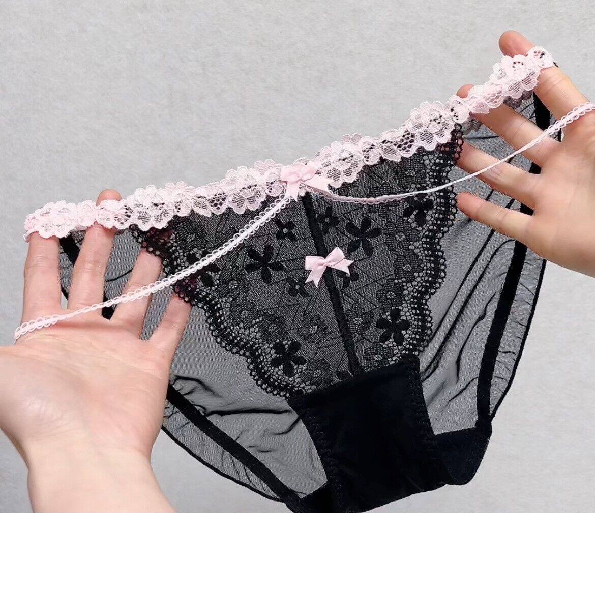 内裤女腿环诱惑透明网纱撞色三角裤糖果色彩~ 性感纯欲风撩人蕾丝