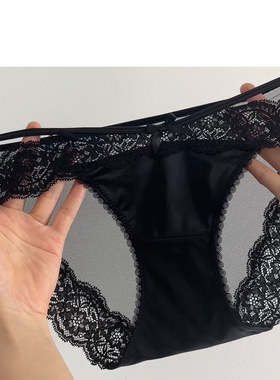 黑色舒适透气纯棉裆三角裤女士白色法式轻奢蕾丝纯欲风新款内裤女