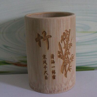 竹刻笔筒无漆原色励志摆件收纳盒