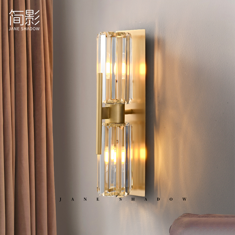 意式轻奢大气高档黄铜水晶壁灯别墅客厅背景墙卧室过道走廊大堂