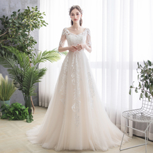 婚纱女2020新款新娘气质法式超仙赫本森系简约轻便拖尾小个子显瘦