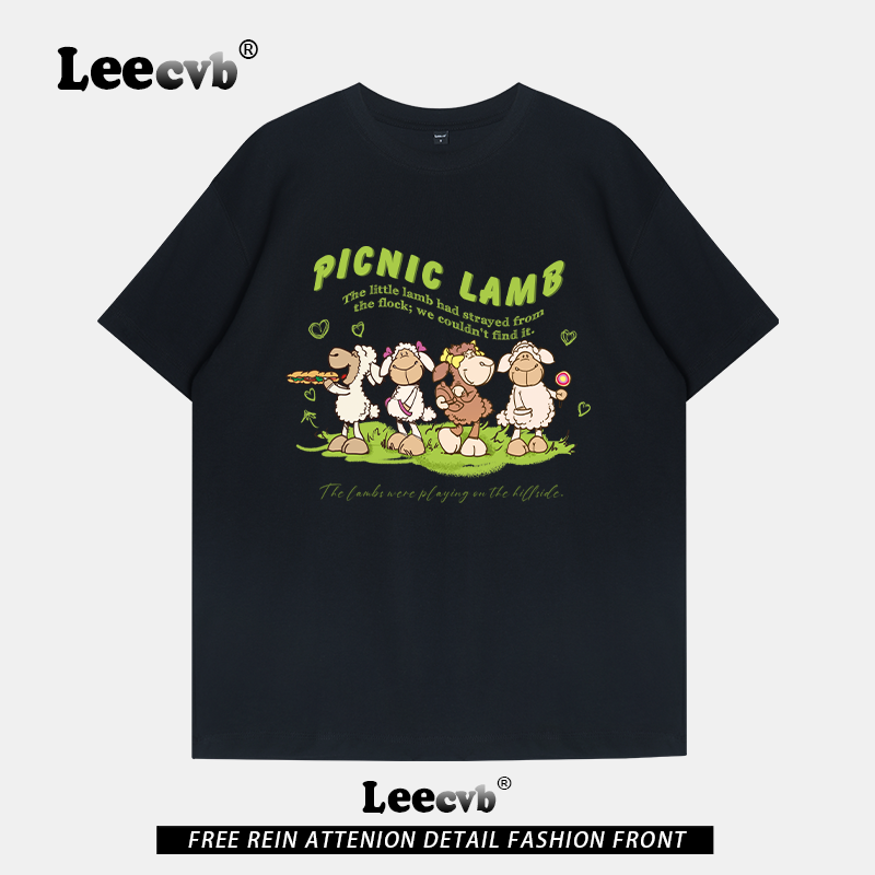 【品牌撤柜】LEEcvb官方潮牌图案纯棉短袖t恤男女同款联名上衣夏