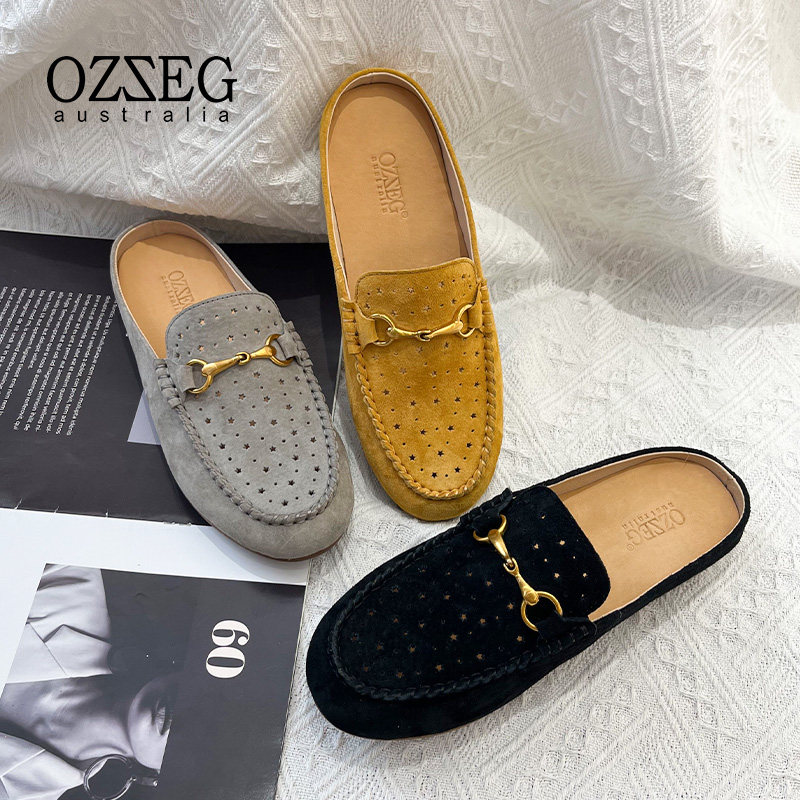 OZZEG澳泽格2025夏季新款包头拖舒适透气镂空一脚蹬穆勒拖鞋25C16