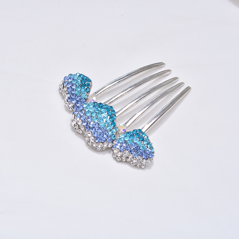 缀好发梳盘发头饰插梳刘海梳韩国水钻桃心时尚发卡成人发夹发插