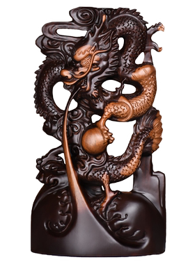 生肖龙招财龙摆件实木雕龙工艺品