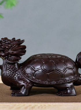 实木龙龟摆件木质八卦龙头龟家居办公室内客厅装饰工艺品摆设