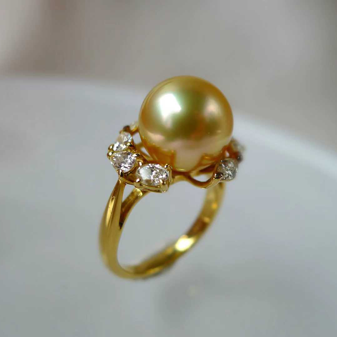 南洋魔幻金茶金珍珠戒指