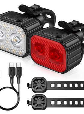 Q4山地自行车前灯夜骑行儿童车夜行led灯单车尾灯滑板强光手电筒