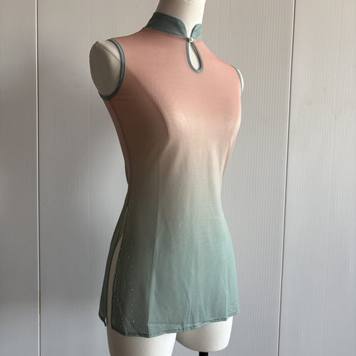 古典舞纱衣儿童考级舞蹈服中国舞练功服渐变身韵服无袖民族舞上衣