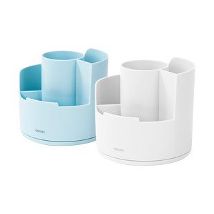 得力分隔旋转笔筒360度阶梯旋转大容量收纳盒中小学生多功能笔盒