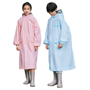 牧萌儿童雨衣男童长款全身中大童防雨服女孩上学专用带书包位雨披