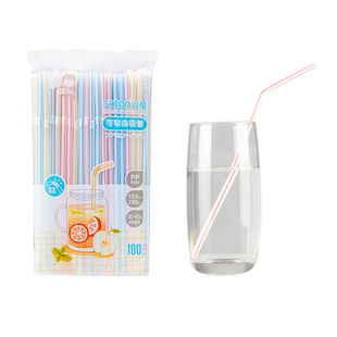 双童一次性塑料吸管短弯便携式100支食品接触级孕妇宝宝饮品可用