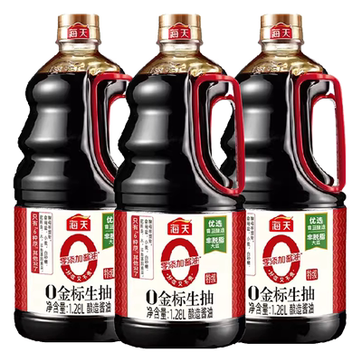 海天0添加金标生抽1.28x3瓶
