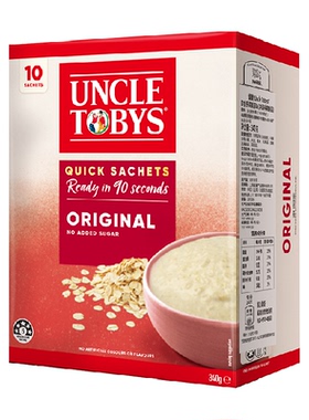雀巢Uncle Tobys澳洲进口即食燕麦粥340g*1盒原味全谷物早餐麦片