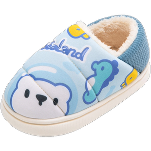 儿童棉拖鞋冬男童棉拖小童拖鞋带后跟小孩棉拖鞋女童室内家居鞋