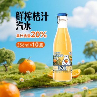 北冰洋玻璃瓶桔汁国货汽水鲜榨桔汁汽水果汁饮品饮料236ml*10瓶