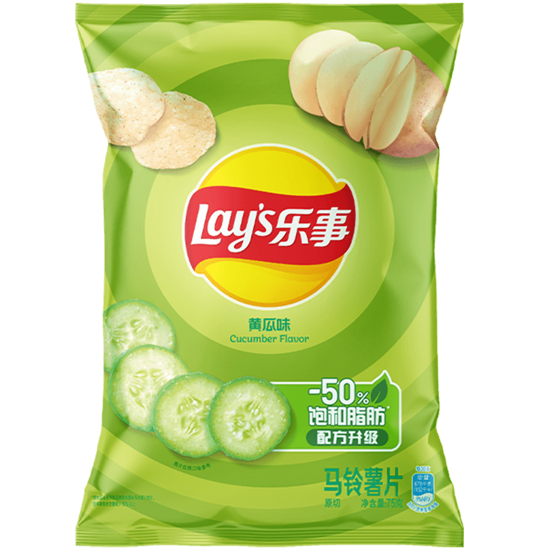 乐事原切袋装薯片黄瓜味75gx1包