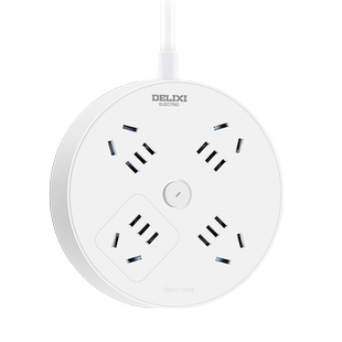 德力西插座usb充电圆形大间距家用办公插板接线板快充拖线板缝隙