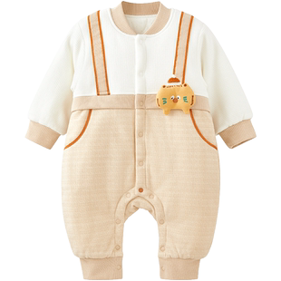 微狮牧尼宝宝棉服冬季夹棉连体衣婴幼儿棉衣冬装加厚保暖哈衣爬服