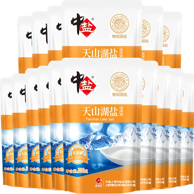 中盐无碘天山湖盐食盐300g×16包