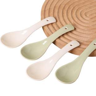 千屿奶油风陶瓷汤勺家用调羹高档精致餐具小汤匙一人一勺喝粥吃饭