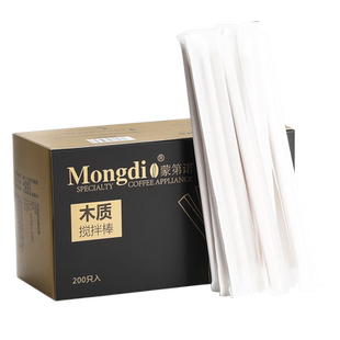 Mongdio木质咖啡搅拌棒独立包装一次性搅奶棒甜品蜂蜜雪糕勺200支