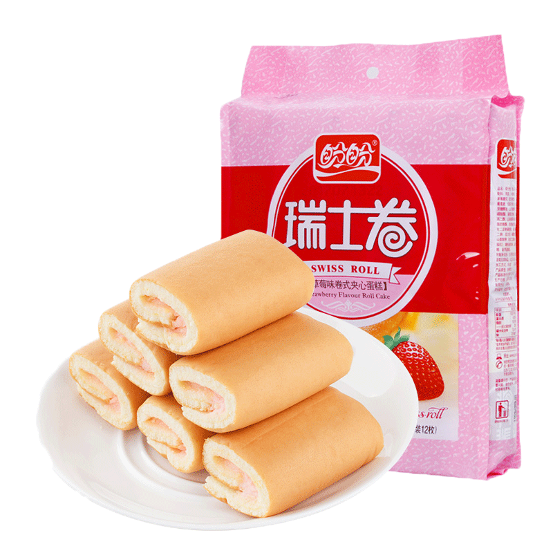 盼盼瑞士卷草莓味夹心面包整箱早餐蛋糕点心休闲零食品240g*1袋